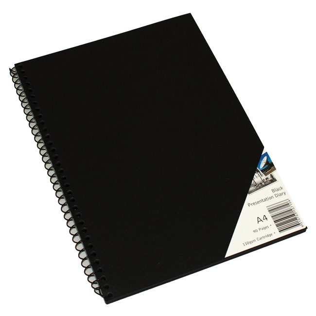 Visual Diary Quill A4 45 Leaf 110gsm Black Paper (FS)