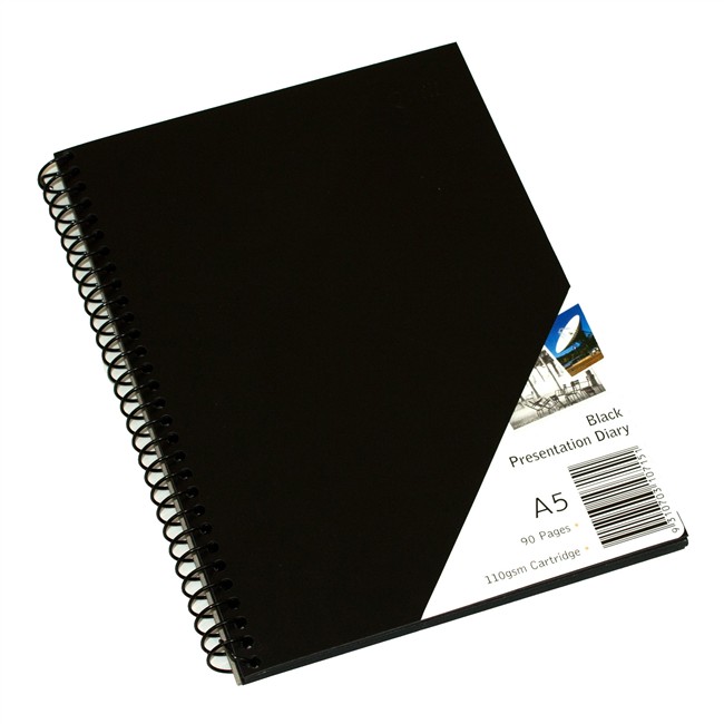 Visual Diary Quill A5 45 Leaf 110gsm Black Paper (FS)
