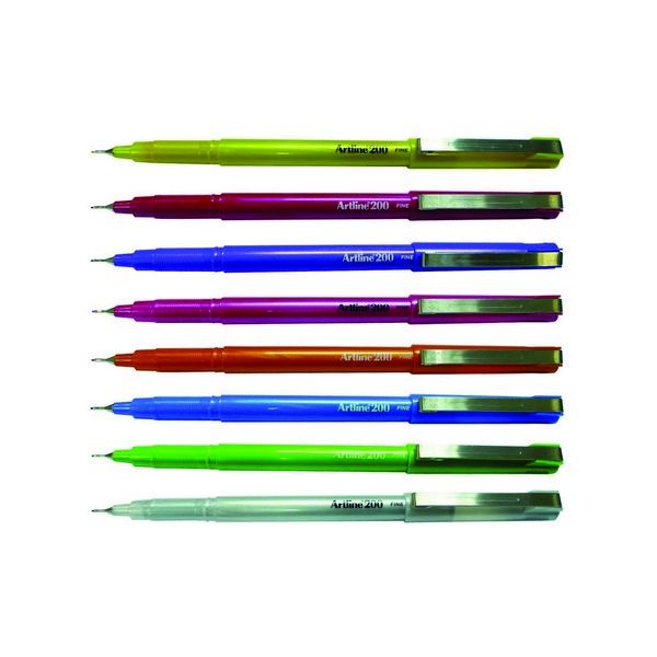 Pen Artline 200 Fineliner 0.4mm Bright Assorted Bx12 (FS)