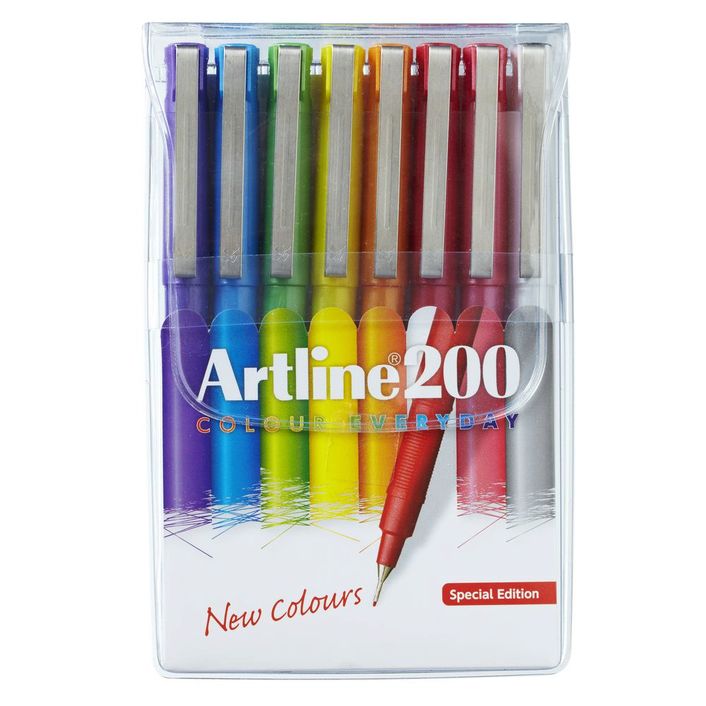 Pen Artline 200 Fineliner 0.4mm Bright Assorted Wallet 8 (FS)