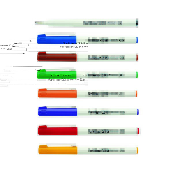Pen Artline 210 Fineliner 0.6mm 8 Colour Assorted Bx12 (FS)