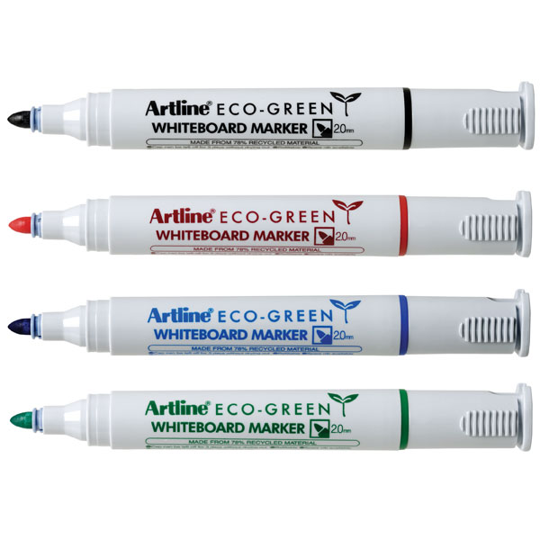 Artline Eco-Green Whiteboard Marker Bullet Assorted Wallet 4 (FS)