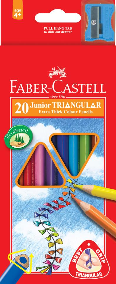 Pencil Coloured Faber Grip Triangular & Sharpener 20
