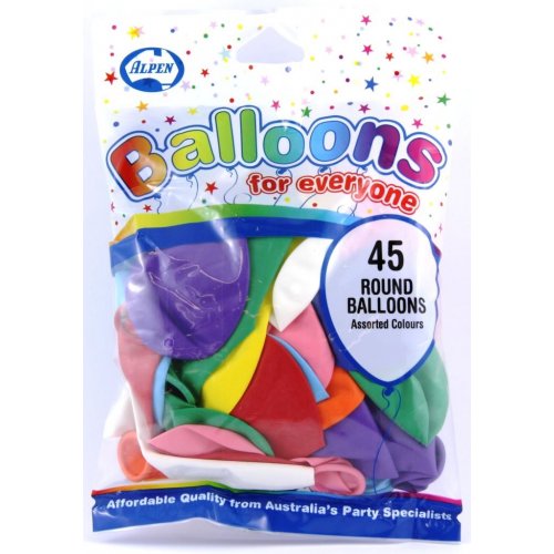 Balloons Round Alpen Assorted Pack 45