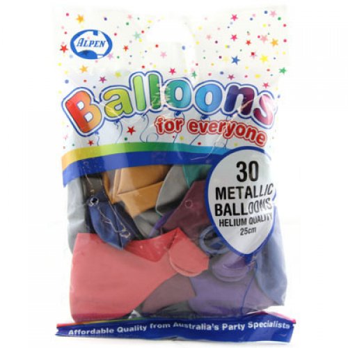 Balloons Round Alpen Metallic Mixed Pack 30