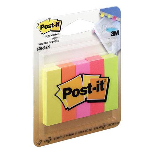 Post-It Page Markers 6705AN Neon Pack 5 (FS)
