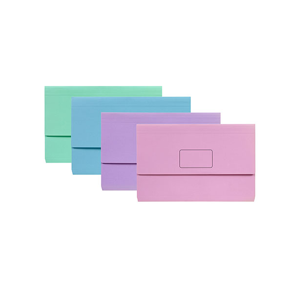 Document Wallet Slimpick Marbig Assorted Pastels Pk 10 (FS)