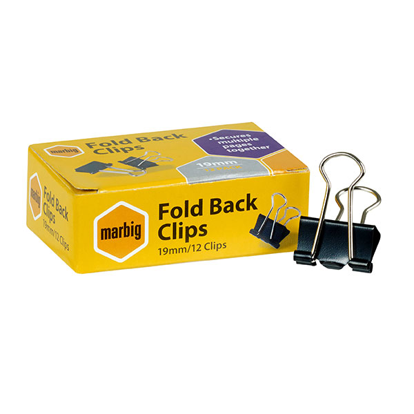 Foldback Clips 19mm Box 12 (FS)