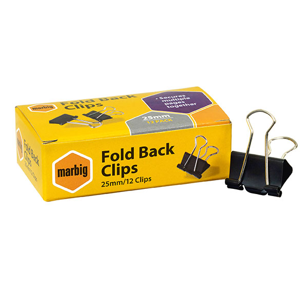 Fold Back Clips 25mm Bx12 (FS)