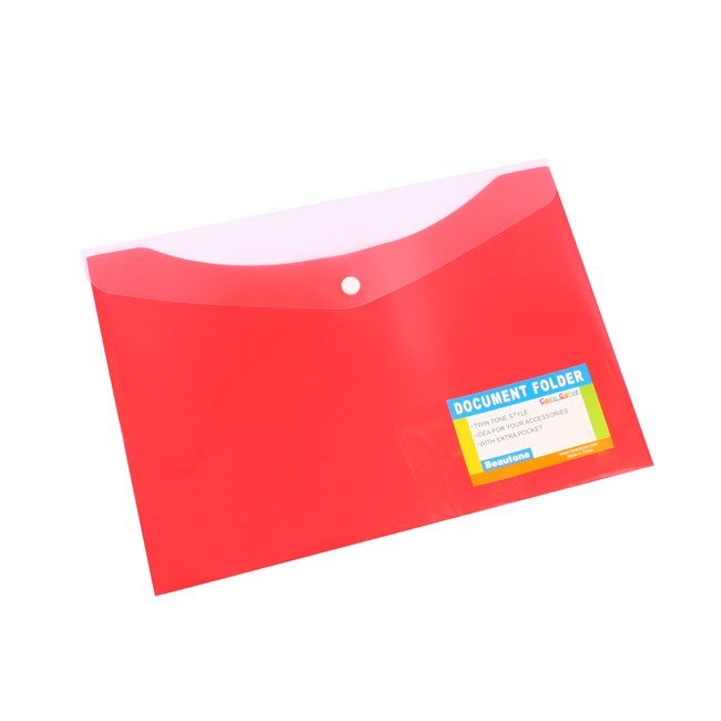 Document Wallet Beautone A4 With Button Melon (Red) (FS)