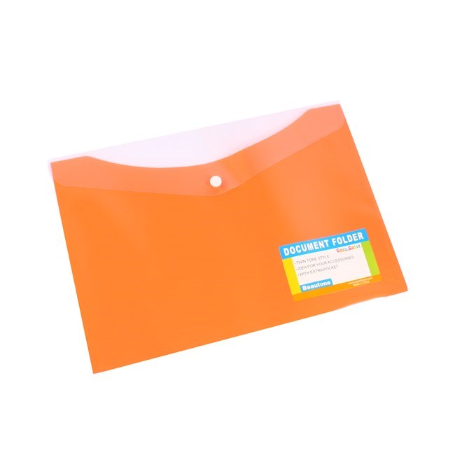 Document Wallet Beautone A4 With Button Mango (Orange)