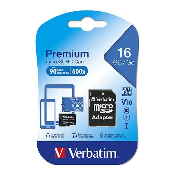 Memory Card Verbatim Micro SDHC 16GB With SD Adaptor (FS)