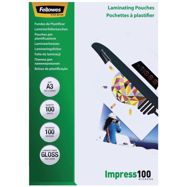 Laminating Pouch A3 Fellowes 100mic Pack 100 (FS)