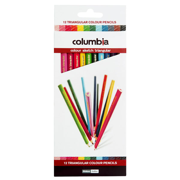 Pencil Coloured Columbia Triangular Pkt 12 (FS)