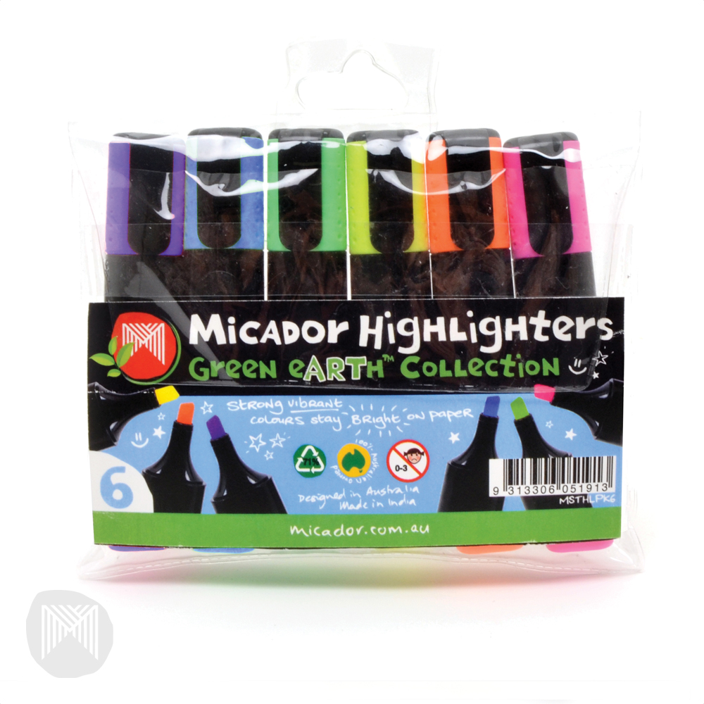 Highlighter Micador 6 Assorted Colours in Wallet (FS)