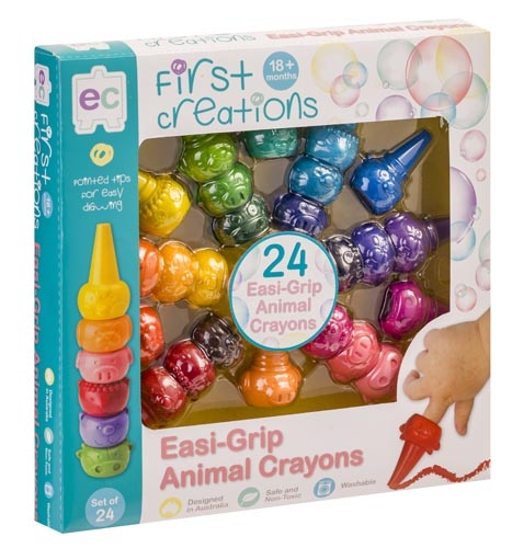 First Creation Easi-Grip Animal Crayons Set 24
