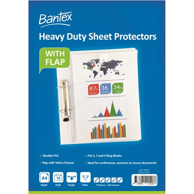 Sheet Protector A4 Heavy Duty 200 Micron With Flap Pkt10 (FS)