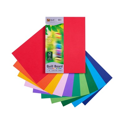 Quill Board A4 210gsm 10 Assorted Colours Pkt100 (FS)