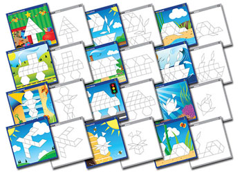 Pattern Blocks Work cards Colour – 12 piece