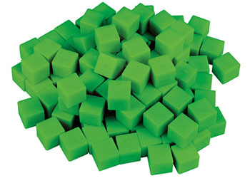 Base Ten MAB Units Plastic Green – Set of 100