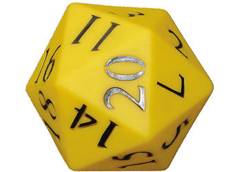 Dice: 20 Face number 1-20 PVC – 110mm – each