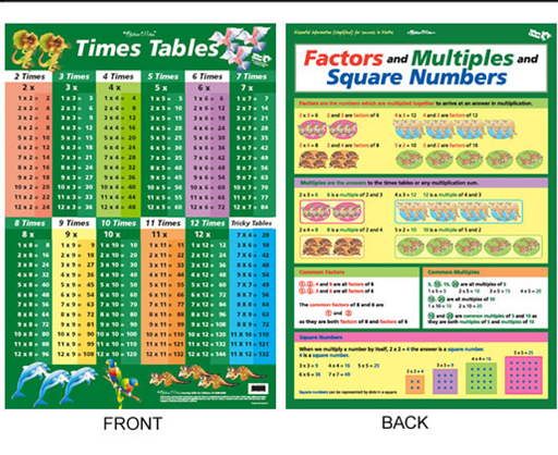Times Tables Chart Green (double sided)
