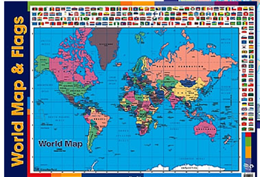World Map & Flags Chart (double sided)