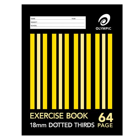 Exercise Book Olympic 225x175 64 Page 18mm Dotted Thirds