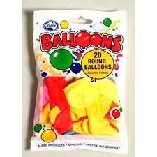 Balloons Round Alpen Assorted Pack 20