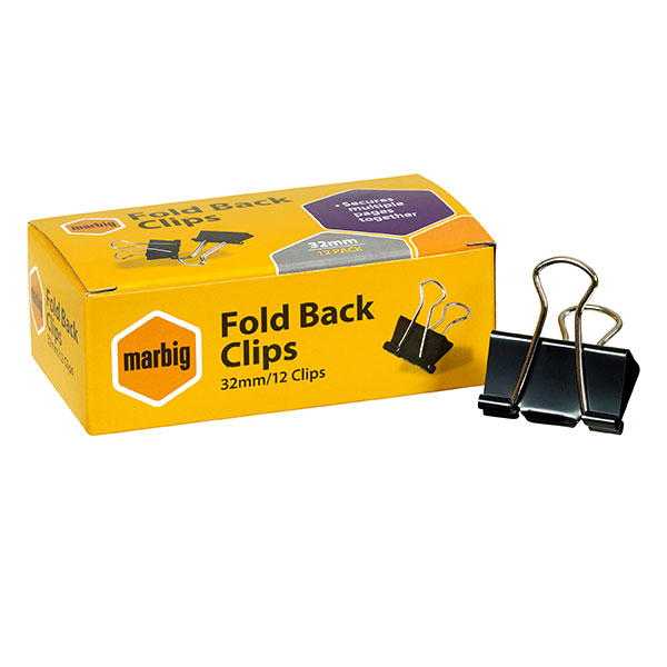 Fold Back Clips 32mm Bx12 (FS)