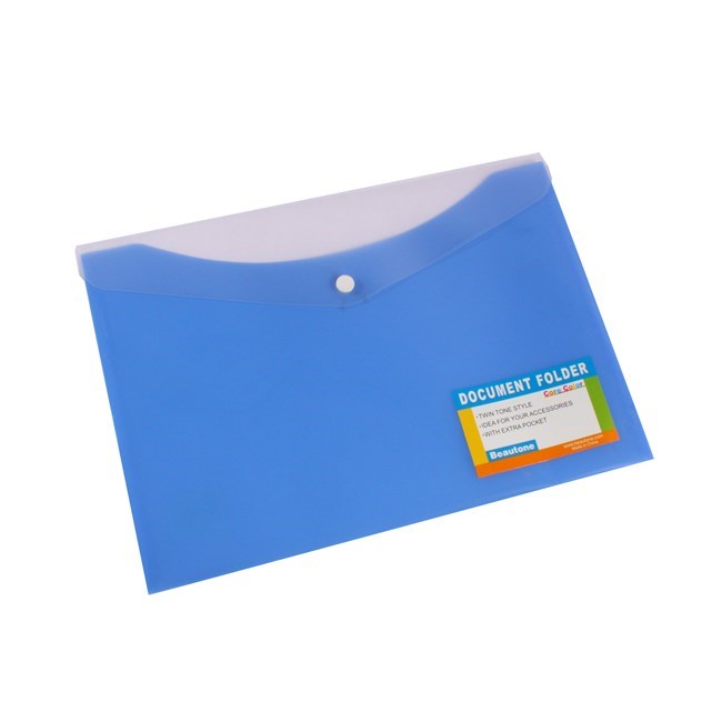 Document Wallet Beautone A4 With Button Blueberry (Blue) (FS)
