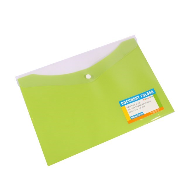 Document Wallet Beautone A4 With Button Lime (Green) (FS)
