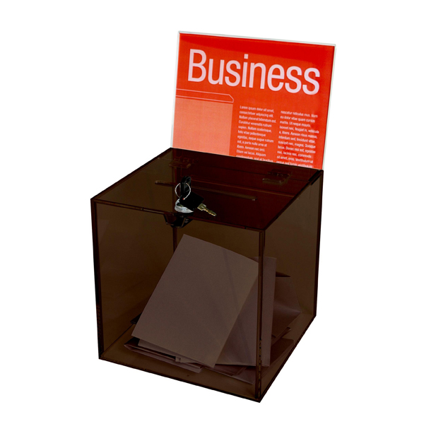 Ballot Box Esselte With Header Card & Lock 210(H)x210(W) Smoke Small (FS)