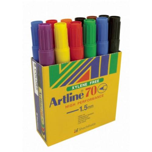 Artline 70 Permanent Markers 8 Colours Assorted Pack 12 (FS)