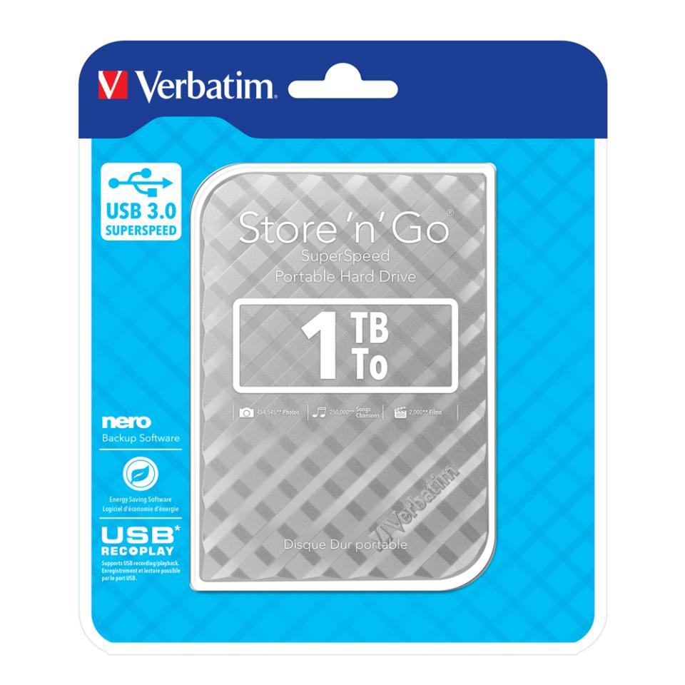 Hard Drive Portable Verbatim Store N Go 1TB Silver (FS)