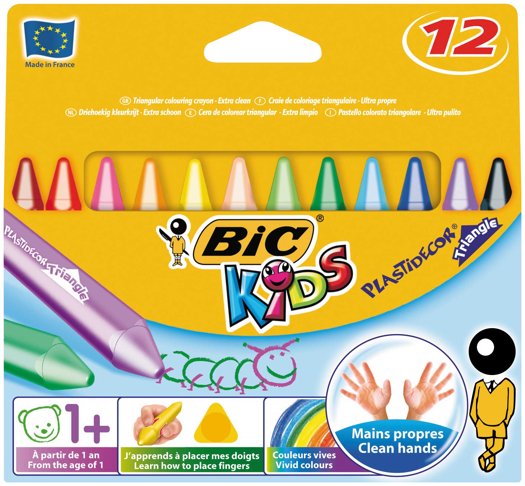 Crayons BIC Kids Triangular Pack 12 (FS)