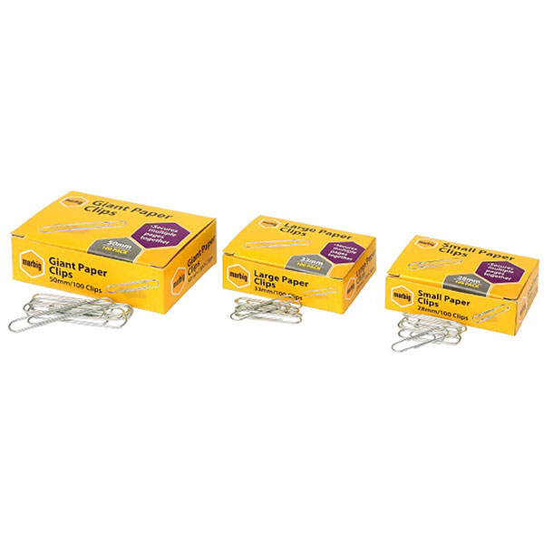 Marbig Paper Clips Large 33mm Box 100