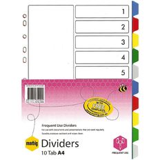 Dividers A4 Plastic 10 Tab