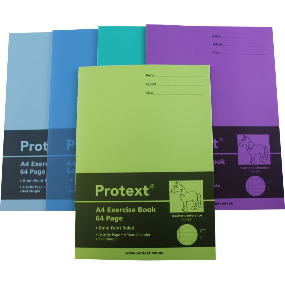 Exercise Book Protext A4 64 Page 8mm Ruled - Horse (FS)