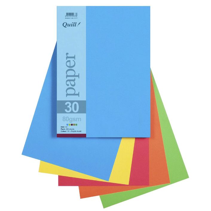 Paper Quill A4 80gsm Assorted 5 Colours Pkt250 (FS)