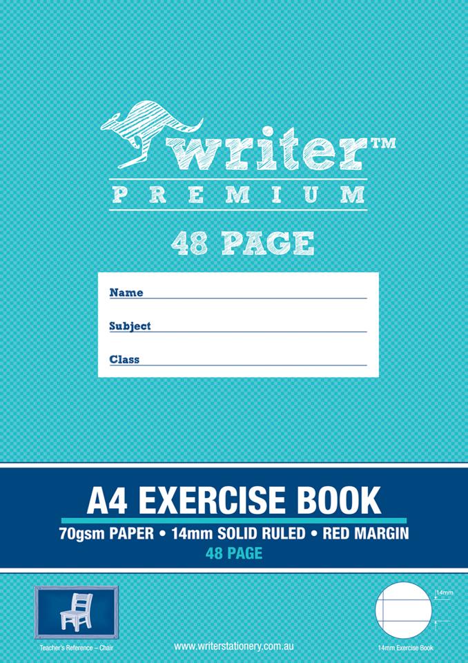 Exercise Book Writer Premium A4 48 Page 14mm Ruled - Chair (FS)