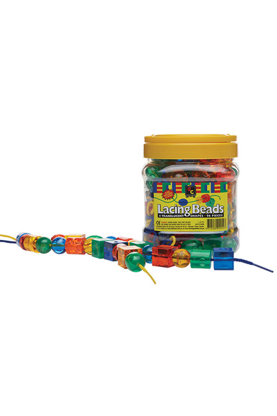 Beads Translucent Jar 96 (4 colours 6 shapes 20mm) and 6 Laces