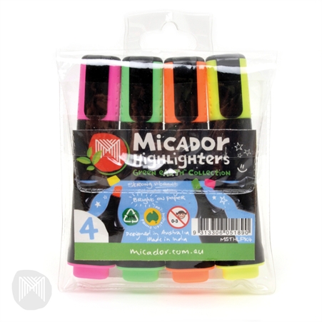 Highlighter Micador 4 Assorted Colours in Wallet (FS)