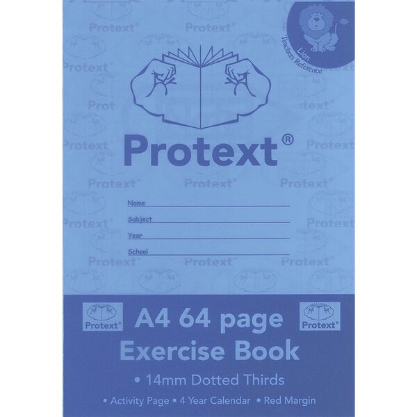 Exercise Book Protext A4 64 Page 14mm Dotted Thirds - Lion (FS)