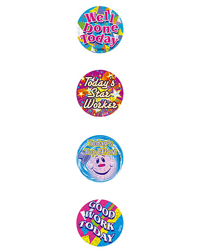 Todays Top Worker Holographic Merit Stickers 40mm Pack 48