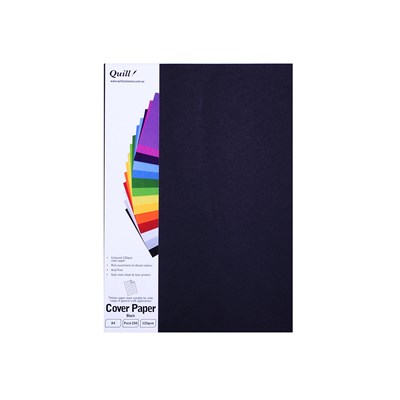 Quill Cover Paper A4 125gsm Black Pkt250