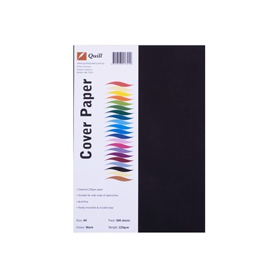 Quill Cover Paper 125GSM A4 Pack 500 - Black