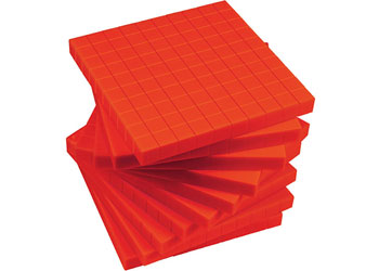 Base Ten MAB Flats Plastic 10x10x1cm Red – Set of 10