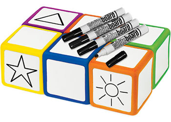 Dice Write On/Off 6 Face With Markers – 10 Pieces